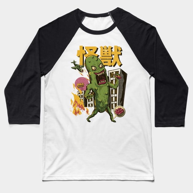 Dill with It - Kaiju Pickle got in Trouble Baseball T-Shirt by anycolordesigns